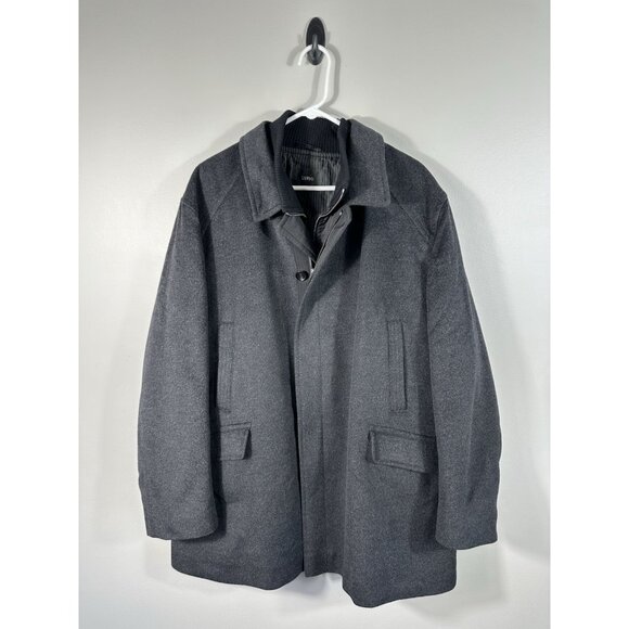 Sanyo Jacket Mens 48R Gray Angora Wool Pea Car Coat‎ Liner Vest - Picture 1 of 16